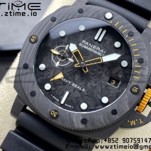 Panerai PAM01324 PAM1324 Y 44mm Submersible VSF 1:1 Best Edition Carbon Dial on Rubber Strap P.9011 Clone - Super Clone Watch | 1:1 Best Version