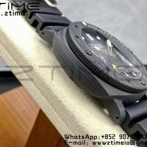 Panerai PAM01324 PAM1324 Y 44mm Submersible VSF 1:1 Best Edition Carbon Dial on Rubber Strap P.9011 Clone - Super Clone Watch | 1:1 Best Version