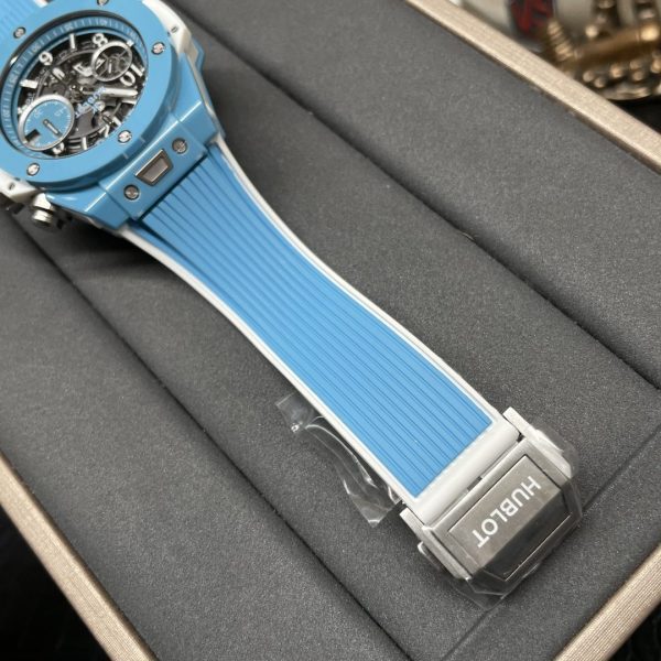 HUBLOT  Big Bang Unico Sky 441.EX.5120.RX  Blue Ceramic BBF 1:1 Best Edition Skeleton Dial on Blue/White Rubber Strap A1280 - Super Clone Watch | 1:1 Best Version