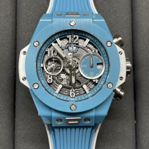 HUBLOT  Big Bang Unico Sky 441.EX.5120.RX  Blue Ceramic BBF 1:1 Best Edition Skeleton Dial on Blue/White Rubber Strap A1280 - Super Clone Watch | 1:1 Best Version