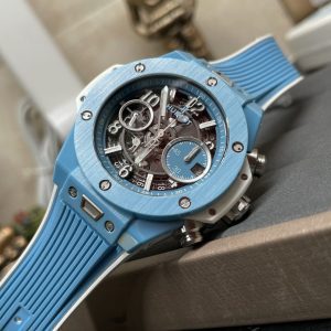 HUBLOT  Big Bang Unico Sky 441.EX.5120.RX  Blue Ceramic BBF 1:1 Best Edition Skeleton Dial on Blue/White Rubber Strap A1280 - Super Clone Watch | 1:1 Best Version