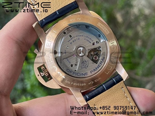 Panerai PAM01114 PAM1114 W VSF 1:1 Best Edition Blue Dial on Blue Leather Strap P.9010 Clone - Super Clone Watch | 1:1 Best Version