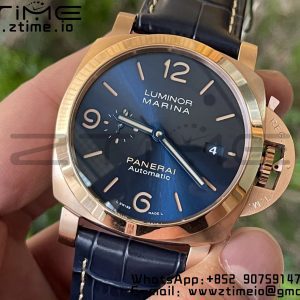 Panerai PAM01114 PAM1114 W VSF 1:1 Best Edition Blue Dial on Blue Leather Strap P.9010 Clone - Super Clone Watch | 1:1 Best Version