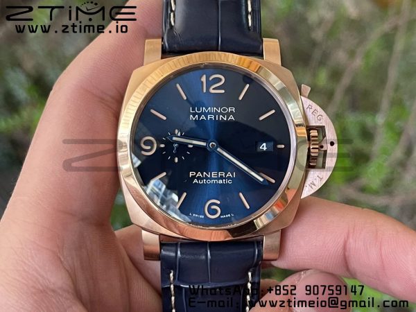 Panerai PAM01114 PAM1114 W VSF 1:1 Best Edition Blue Dial on Blue Leather Strap P.9010 Clone - Super Clone Watch | 1:1 Best Version
