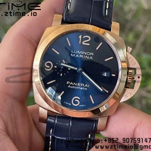 Panerai PAM01114 PAM1114 W VSF 1:1 Best Edition Blue Dial on Blue Leather Strap P.9010 Clone - Super Clone Watch | 1:1 Best Version