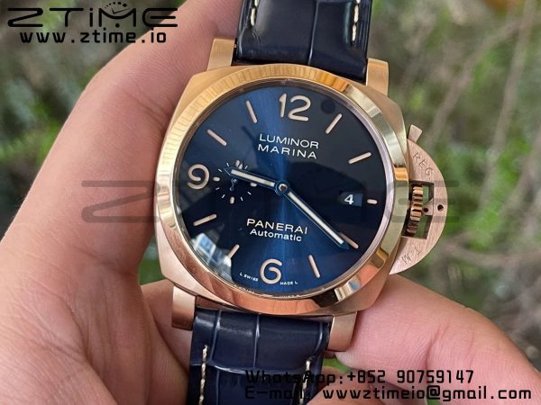 Panerai PAM01114 PAM1114 W VSF 1:1 Best Edition Blue Dial on Blue Leather Strap P.9010 Clone - Super Clone Watch | 1:1 Best Version
