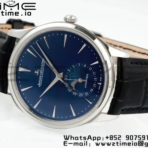 Master Ultra Thin Moon 1368480 SS APSF 1:1 Best Edition Blue Dial on Black Leather Strap SA925 Super Clone - Super Clone Watch | 1:1 Best Version