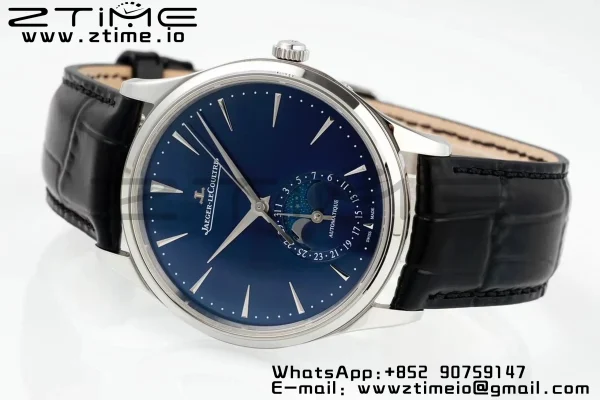 Master Ultra Thin Moon 1368480 SS APSF 1:1 Best Edition Blue Dial on Black Leather Strap SA925 Super Clone - Super Clone Watch | 1:1 Best Version