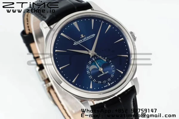 Master Ultra Thin Moon 1368480 SS APSF 1:1 Best Edition Blue Dial on Black Leather Strap SA925 Super Clone - Super Clone Watch | 1:1 Best Version