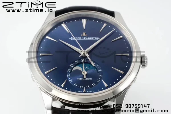 Master Ultra Thin Moon 1368480 SS APSF 1:1 Best Edition Blue Dial on Black Leather Strap SA925 Super Clone - Super Clone Watch | 1:1 Best Version
