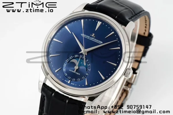 Master Ultra Thin Moon 1368480 SS APSF 1:1 Best Edition Blue Dial on Black Leather Strap SA925 Super Clone - Super Clone Watch | 1:1 Best Version