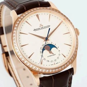 Master Ultra Thin Moon 1362503 RG APSF 1:1 Best Edition White Dial Diamonds Bezel on Brown Leather Strap SA925 Super Clone - Super Clone Watch | 1:1 Best Version