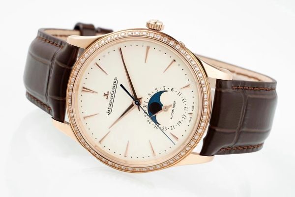 Master Ultra Thin Moon 1362503 RG APSF 1:1 Best Edition White Dial Diamonds Bezel on Brown Leather Strap SA925 Super Clone - Super Clone Watch | 1:1 Best Version