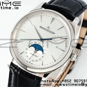 Master Ultra Thin Moon 1368430 SS APSF 1:1 Best Edition Weißes Zifferblatt auf schwarzem Lederarmband SA925 Super Clone - Super Clone Watch | 1:1 Best Version