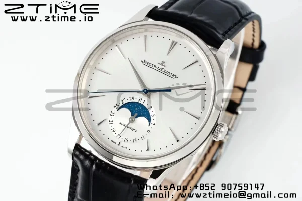 Master Ultra Thin Moon 1368430 SS APSF 1:1 Best Edition Weißes Zifferblatt auf schwarzem Lederarmband SA925 Super Clone - Super Clone Watch | 1:1 Best Version