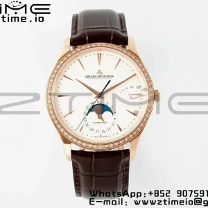 Master Ultra Thin Moon 1362503 RG APSF 1:1 Best Edition White Dial Diamonds Bezel on Brown Leather Strap SA925 Super Clone - Super Clone Watch | 1:1 Best Version