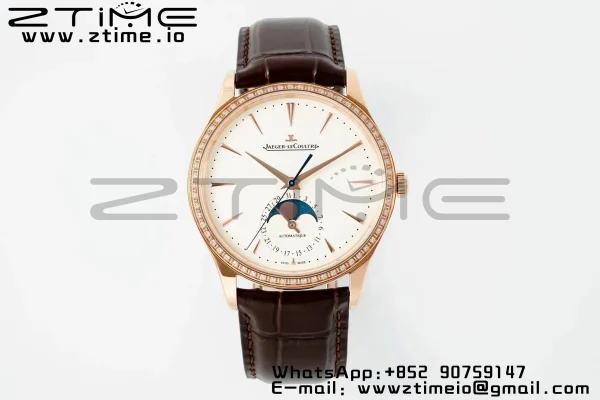 Master Ultra Thin Moon 1362503 RG APSF 1:1 Best Edition White Dial Diamonds Bezel on Brown Leather Strap SA925 Super Clone - Super Clone Watch | 1:1 Best Version