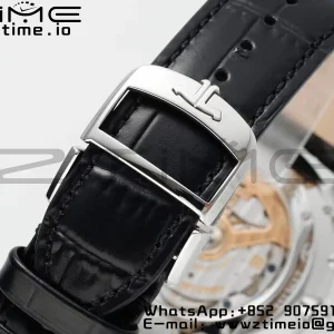 Master Ultra Thin Moon 1368471  SS APSF 1:1 Best Edition Black Dial on Black Leather Strap SA925 Super Clone - Super Clone Watch | 1:1 Best Version