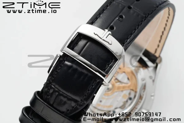 Master Ultra Thin Moon 1368471  SS APSF 1:1 Best Edition Black Dial on Black Leather Strap SA925 Super Clone - Super Clone Watch | 1:1 Best Version