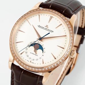 Master Ultra Thin Moon 1362503 RG APSF 1:1 Best Edition White Dial Diamonds Bezel on Brown Leather Strap SA925 Super Clone - Super Clone Watch | 1:1 Best Version