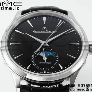 Master Ultra Thin Moon 1368471  SS APSF 1:1 Best Edition Black Dial on Black Leather Strap SA925 Super Clone - Super Clone Watch | 1:1 Best Version