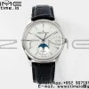 Master Ultra Thin Moon 1368430 SS APSF 1:1 Best Edition White Dial on Black Leather Strap SA925 Super Clone - Super Clone Watch | 1:1 Best Version