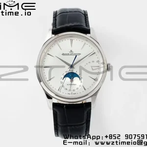 Master Ultra Thin Moon 1368430 SS APSF 1:1 Best Edition White Dial on Black Leather Strap SA925 Super Clone - Super Clone Watch | 1:1 Best Version