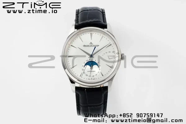 Master Ultra Thin Moon 1368430 SS APSF 1:1 Best Edition Weißes Zifferblatt auf schwarzem Lederarmband SA925 Super Clone - Super Clone Watch | 1:1 Best Version