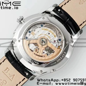 Master Ultra Thin Moon 1368471  SS APSF 1:1 Best Edition Black Dial on Black Leather Strap SA925 Super Clone - Super Clone Watch | 1:1 Best Version