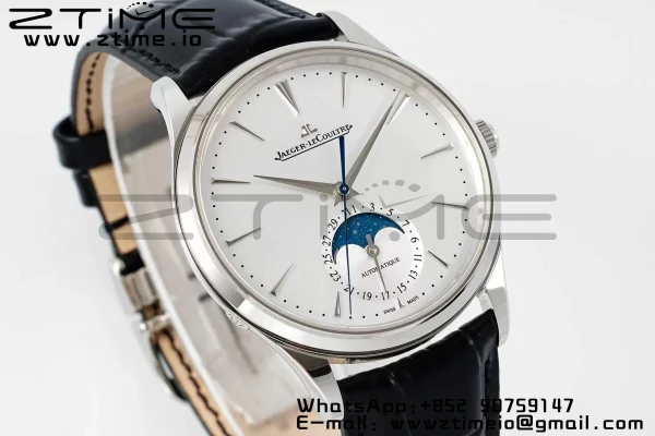 Master Ultra Thin Moon 1368430 SS APSF 1:1 Best Edition Weißes Zifferblatt auf schwarzem Lederarmband SA925 Super Clone - Super Clone Watch | 1:1 Best Version
