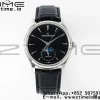 Master Ultra Thin Moon 1368471  SS APSF 1:1 Best Edition Black Dial on Black Leather Strap SA925 Super Clone - Super Clone Watch | 1:1 Best Version