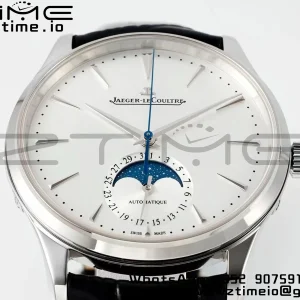 Master Ultra Thin Moon 1368430 SS APSF 1:1 Best Edition Weißes Zifferblatt auf schwarzem Lederarmband SA925 Super Clone - Super Clone Watch | 1:1 Best Version