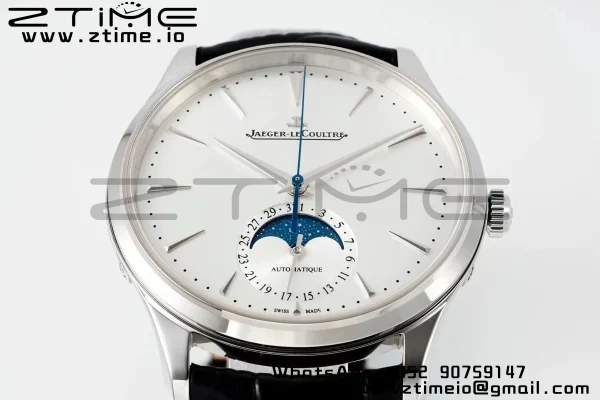 Master Ultra Thin Moon 1368430 SS APSF 1:1 Best Edition Weißes Zifferblatt auf schwarzem Lederarmband SA925 Super Clone - Super Clone Watch | 1:1 Best Version