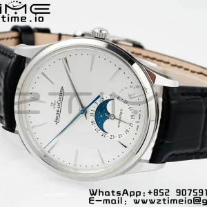Master Ultra Thin Moon 1368430 SS APSF 1:1 Best Edition Weißes Zifferblatt auf schwarzem Lederarmband SA925 Super Clone - Super Clone Watch | 1:1 Best Version