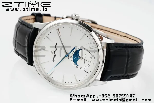 Master Ultra Thin Moon 1368430 SS APSF 1:1 Best Edition Weißes Zifferblatt auf schwarzem Lederarmband SA925 Super Clone - Super Clone Watch | 1:1 Best Version