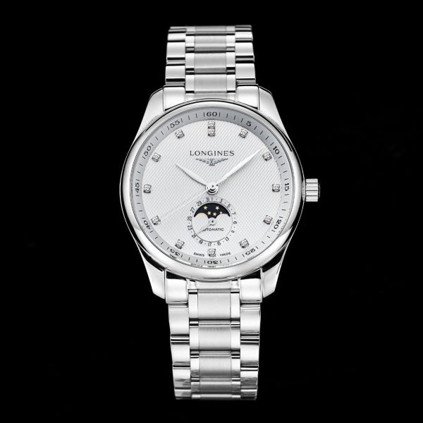 Longines Master Moonphase SS APSF 1:1 Best Edition White Diamonds Dial SS rannekorun AL899 V2 - Super Clone Watch | 1:1 Paras versio
