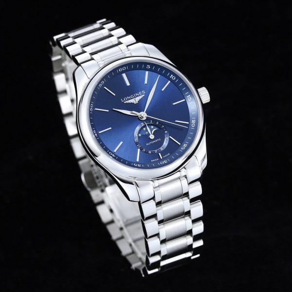 Longines Master Moonphase SS APSF 1:1 Best Edition Cadran bleu bâton sur bracelet SS AL899 V2 - Super Clone Watch | 1:1 Best Version