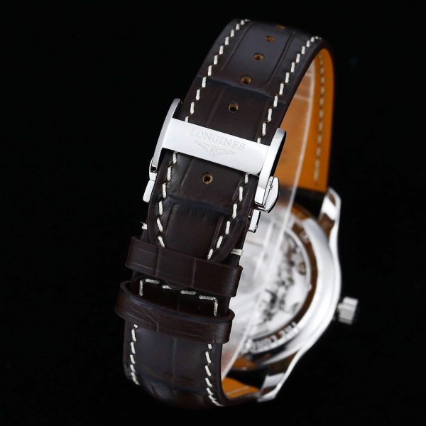 Longines Master Moonphase SS APSF 1:1 Best Edition White Numeral Dial on Brown Leather Strap AL899 V2 - Super Clone Watch | 1:1 Best Version