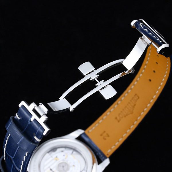 Longines Master Moonphase SS APSF 1:1 Best Edition Blue Stick Dial on Blue Leather Strap AL899 V2 - Super Clone Watch | 1:1 Best Version