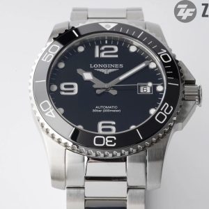 Longines Conquest L3.781.4.56.6 Black Ceramic Bezel SS ZF 1:1 Best Edition Black Dial on SS Bracelet A2824 - Super Clone Watch | 1:1 Best Version