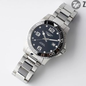 Longines Conquest L3.781.4.56.6 Black Ceramic Bezel SS ZF 1:1 Best Edition Black Dial on SS Bracelet A2824 - Super Clone Watch | 1:1 Best Version