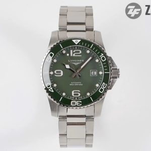 Longines Conquest L3.781.4.06.6 Green Ceramic Bezel SS ZF 1:1 Best Edition Green Dial on SS Bracelet A2824 - Super Clone Watch | 1:1 Best Version