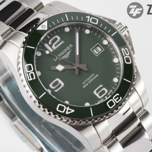 Longines Conquest L3.781.4.06.6 Green Ceramic Bezel SS ZF 1:1 Best Edition Green Dial on SS Bracelet A2824 - Super Clone Watch | 1:1 Best Version
