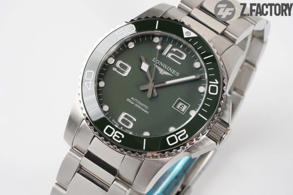 Longines Conquest L3.781.4.06.6 Green Ceramic Bezel SS ZF 1:1 Best Edition Green Dial on SS Bracelet A2824 - Super Clone Watch | 1:1 Best Version
