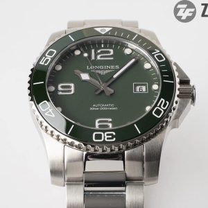 Longines Conquest L3.781.4.06.6 Green Ceramic Bezel SS ZF 1:1 Best Edition Green Dial on SS Bracelet A2824 - Super Clone Watch | 1:1 Best Version