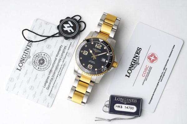 Longines Conquest L3.781.3.56.7 SS/YG Black Ceramic Bezel SS ZF 1:1 Best Edition Black Dial on SS/YG Bracelet A2824 - Super Clone Watch | 1:1 Best Version