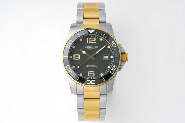 Longines Conquest L3.781.3.06.7 SS/YG Green Ceramic Bezel SS ZF 1:1 Best Edition Green Dial on SS/YG Bracelet A2824 - Super Clone Watch | 1:1 Best Version