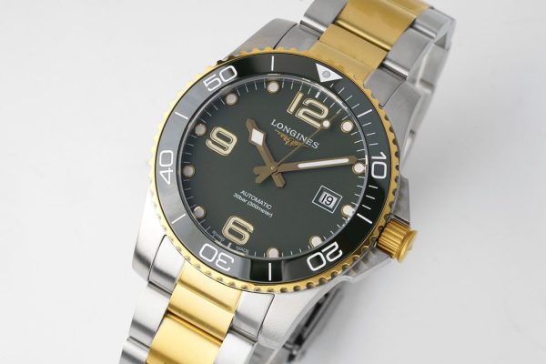 Longines Conquest L3.781.3.06.7 SS/YG Green Ceramic Bezel SS ZF 1:1 Best Edition Green Dial on SS/YG Bracelet A2824 - Super Clone Watch | 1:1 Best Version