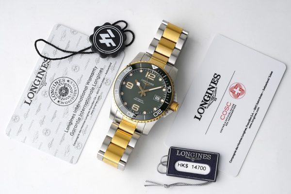 Longines Conquest L3.781.3.06.7 SS/YG Green Ceramic Bezel SS ZF 1:1 Best Edition Green Dial on SS/YG Bracelet A2824 - Super Clone Watch | 1:1 Best Version