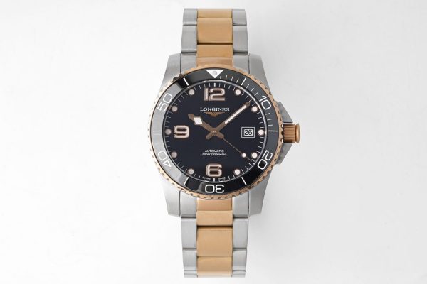 Longines Conquest L3.781.3.58.7 SS/RG Black Ceramic Bezel SS ZF 1:1 Best Edition Black Dial on SS/RG Bracelet A2824 - Super Clone Watch | 1:1 Best Version